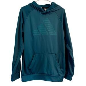 Adidas Active Fleece-Lined Pullover Hoodie Arctic Blue Teal Men's Medium